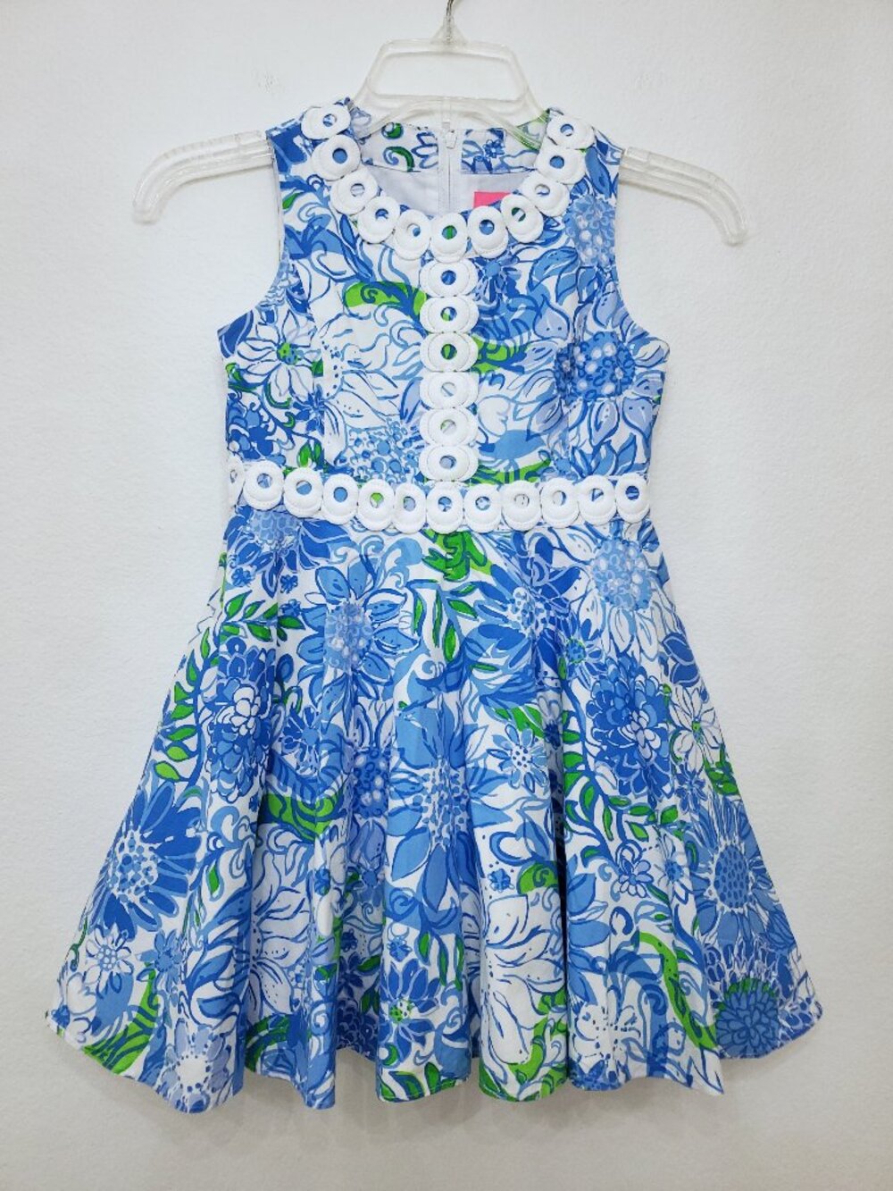 Lilly Pulitzer Girls Mini Idala Blue/White Floral Dress Size 7